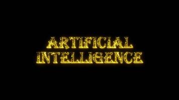 Artificial intelligence golden text animation with dots particles shiny gold video