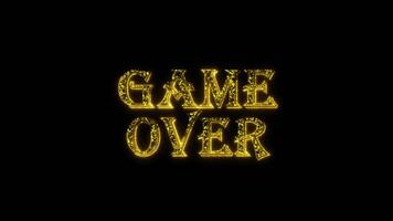 Game over golden text animation with dots particles shiny gold video