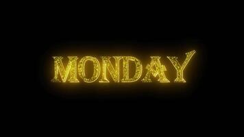 Monday golden text animation with dots particles shiny gold video