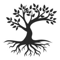 A timeless tree plant silhouette, featuring a strong trunk and spreading leaves, symbolizing life, growth, and natural harmony vector