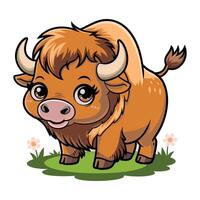 A playful cartoon bison silhouette, featuring a sturdy frame and exaggerated features, symbolizing strength, charm, and a touch of whimsy. vector