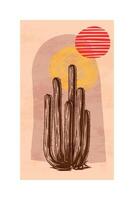 Saguaro Cactus Design with Bold Colors and Retro Texture. The textured background enhances the retro aesthetic, making it suitable for creative and decorative projects. vector