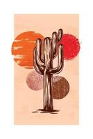 Artistic Saguaro Design. The textured background enhances the retro aesthetic, making it suitable for creative and decorative projects. vector