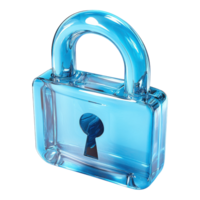 Translucent Blue Padlock with Keyhole Symbol - A Representation of Security and Protection on Transparent Background png