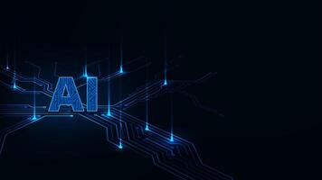 Artificial intelligence concepts on cloud network. Digital perspective circuit technology adstract blue light background. vector