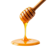 Honey dripping from a wooden honey dipper on transparent background. png