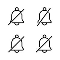 Silent bell outline icon set collection. Mute notification message line sign symbol vector