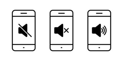 No sound speaker on phone screen icon. Mute and volume audio cellphone sign symbol vector