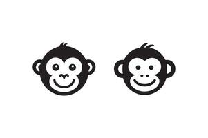 two black and white monkeys are shown in a simple style vector