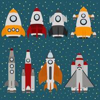 spaceship collection set with flat design vector