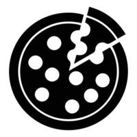 Pizza with one slice separated linear icon. Thin line illustration. Contour symbol. isolated outline drawing. Editable stroke vector
