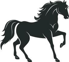 black horse running silhouette on white background vector