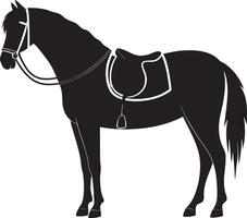 black silhouette of a horse with saddle on a white background vector