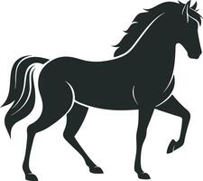 a black horse is running silhouette design vector
