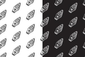 outdoor whistle with compass doodle seamless pattern on black white background set. engraving whistle background. emergency whistle hatching wallpaper. pattern background with whistle for adventure vector