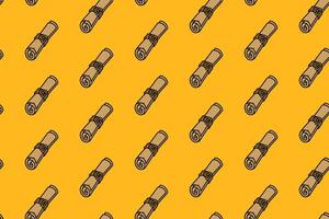 old world map scroll colorful doodle seamless pattern on yellow background. retro geographical map background. topographic map illustration wallpaper. pattern background with classic map for geography vector
