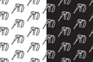 fire starter emergency survival tool doodle seamless pattern on black white background set. bush craft fire starter background. magnesium rod handle wallpaper. pattern background with fire starter vector