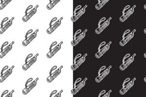 emergency whistle with compass doodle seamless pattern on black white background set. hatching whistle background. outdoor whistle engraving wallpaper. pattern background with whistle for adventure vector