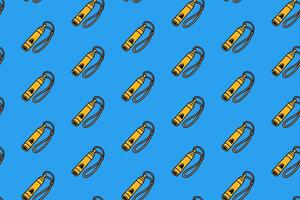 emergency whistle with hanger colorful doodle seamless pattern on blue background. retro whistle accessory background. outdoor whistle pattern wallpaper. pattern background with whistle for adventure vector