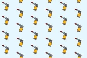 gas torch lighter with flame colorful doodle seamless pattern on blue background. retro blow torch with fire background. portable gas torch wallpaper. pattern background with fire torch for adventure vector