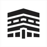 A black and white Macca Kaaba Sharif icon vector