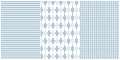 Set of three graphic patterns in blue colors for boy vector