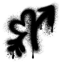graffiti heart and arrow sprayed in black over white. vector