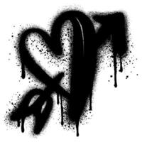 Graffiti Style Heart And Arrow isolated on White background. vector