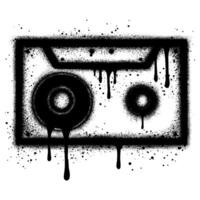 Spray Painted Graffiti cassette tape Sprayed isolated with a white background. vector