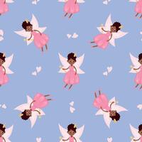 Magical Seamless Pattern with Fairies. Design for fabric, textile, wallpaper, packaging, nursery vector