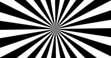 Abstract black and white striped radial pattern creating a visually captivating illusion of depth and movement, resembling a tunnel or hypnotic vortex effect, suitable for artistic and graphic design video