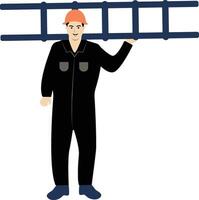 Illustration of Man Worker with Ladder vector