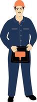 Man Worker Illustration with Uniform vector