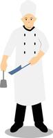 Young Man Chef Holding Frying Pan vector
