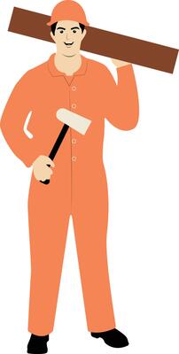 Male Worker Illustration with Standing Pose