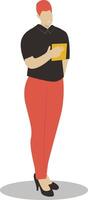 Woman Holding Mobile Phone in Flat Design vector