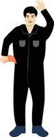 Man Worker Holding Helmet vector