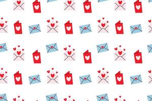 Seamless pattern with hearts and envelope. Valentine's day background. vector