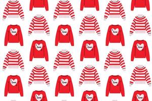 Seamless pattern with knitted red sweater. Flat illustration. vector