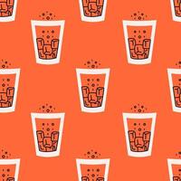 Carbonated Soda Drink with Ice cube Seamless Pattern vector