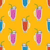 Carbonated Drink with straw seamless pattern vector