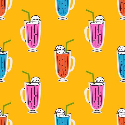 Carbonated Drink with straw seamless pattern