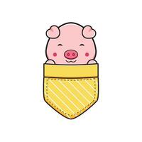 Cute rabbit in the pocket character cartoon icon illustration vector
