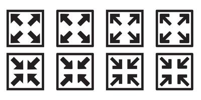 Full screen and exit full screen icon set vector