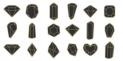 Crystal gemstone polygon stone, contour gem, polyhedron minimal. Elegant outline geometric quartz, jewel. Mineral linear icon. vector