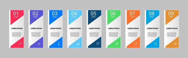 Infographic design business template with icons and 9 options or steps. vector