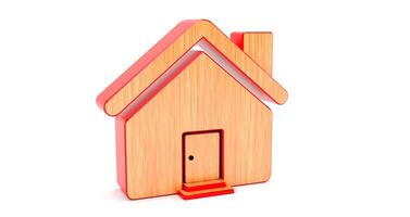3d rendering of wooden house on white background. Idea for real estate concept photo