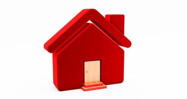 3d rendering of and red house on white background. Idea for real estate concept photo
