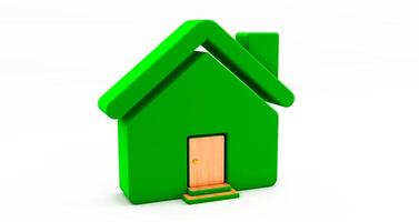 3d rendering of and green house on white background. Idea for real estate concept photo