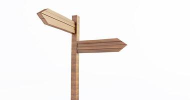 Empty wooden signpost isolated on white background photo